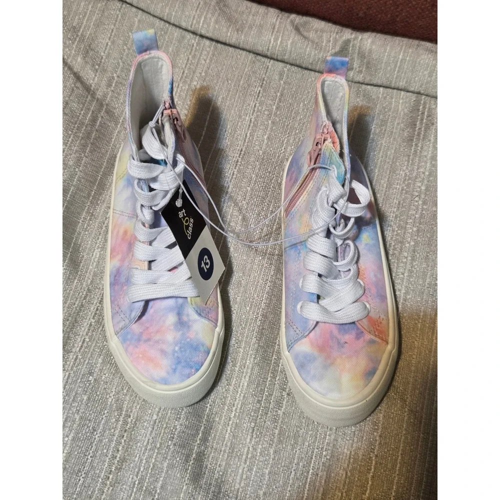 Art Class Kids Tie Dye High Top Sneakers Pastel Pink Blue White Size 13 NWT